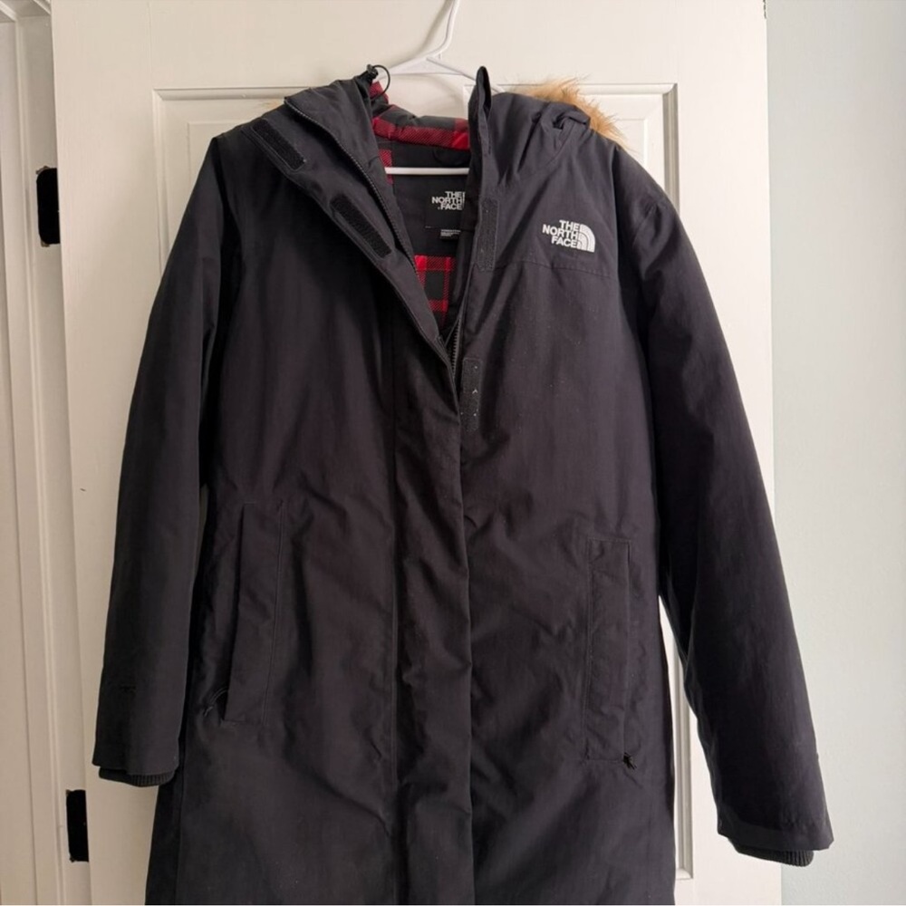 The North Face Red and Black Checkered Jacket